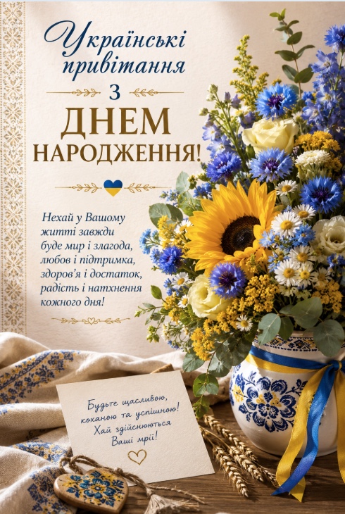 Українські привітання з днем народження жінці